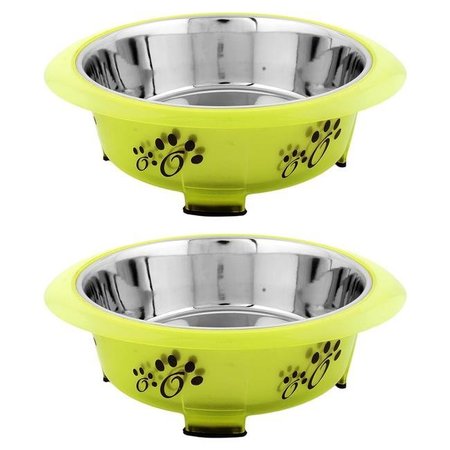 ICONIC PET Iconic Pet 51769 54 oz Color Splash Designer Oval Fusion Bowl for Pet Dog - Large Green ; Set of 2 - 6 Cups 51769